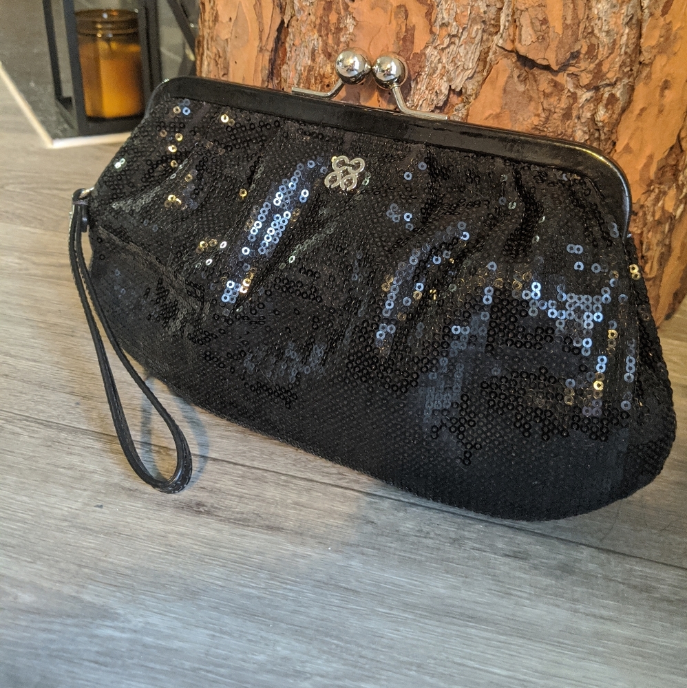 Black Sequins Coach Clutch